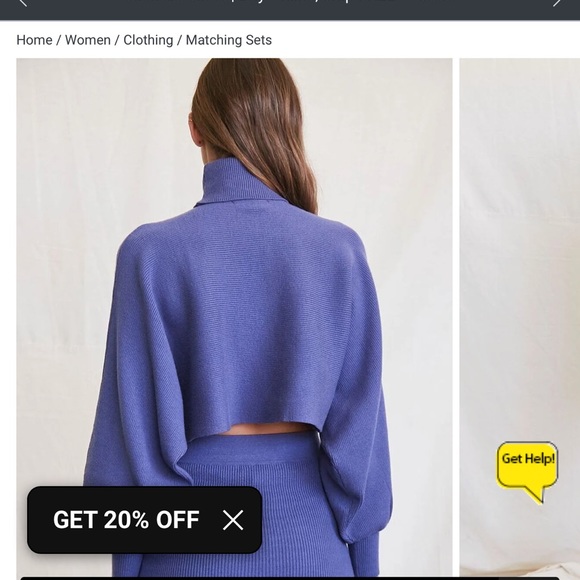 Forever 21 knit blue crop sweater too small nwt turtleneck - Picture 3 of 7